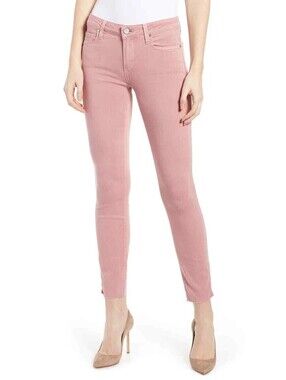 PAIGE Verdugo Ankle Jeans Women’s 26 Dusty Pink Raw Hem Skinny Stretch